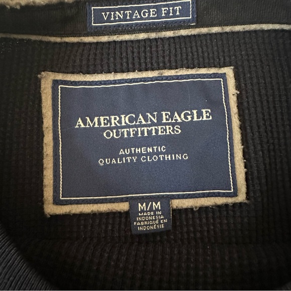 American Eagle Men’s Blue Weave Long Sleeve Tee Medium - Picture 4 of 9